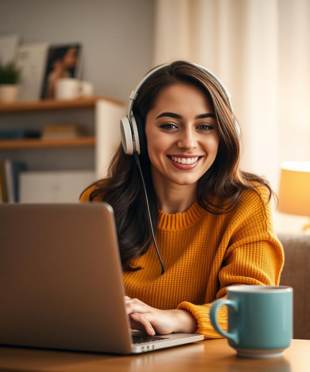 Studentessa che studia spagnolo online